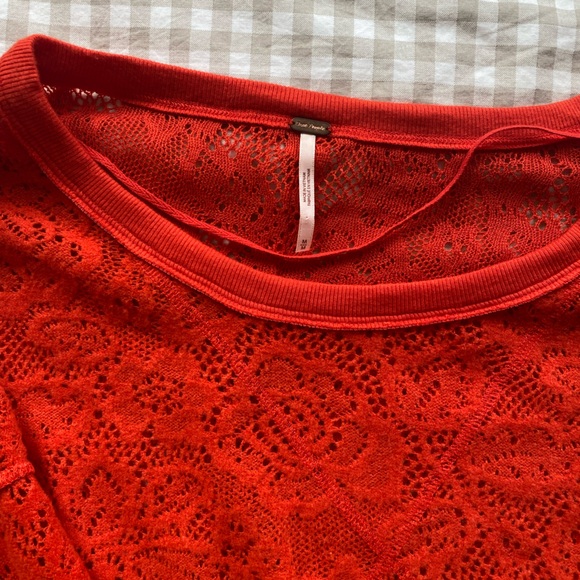 Free People Coral Red Sweater - Picture 2 of 3